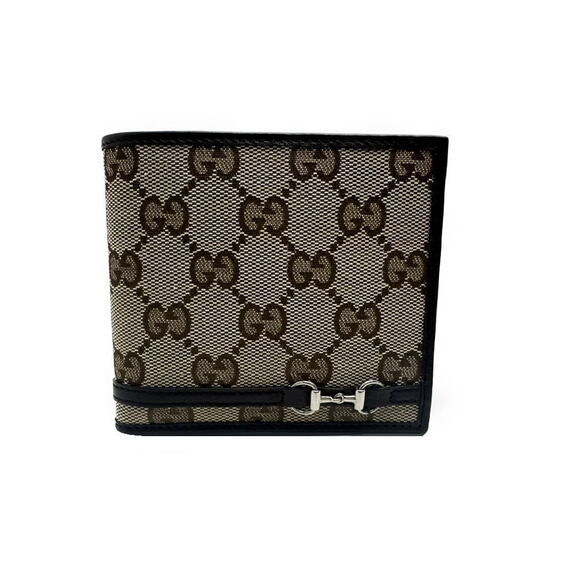 Gucci Handbags - Gucci Wallet GG Horsebit Canvas Leather Beige Brown Bifold